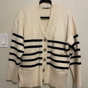Zara White & Blue Cardigan